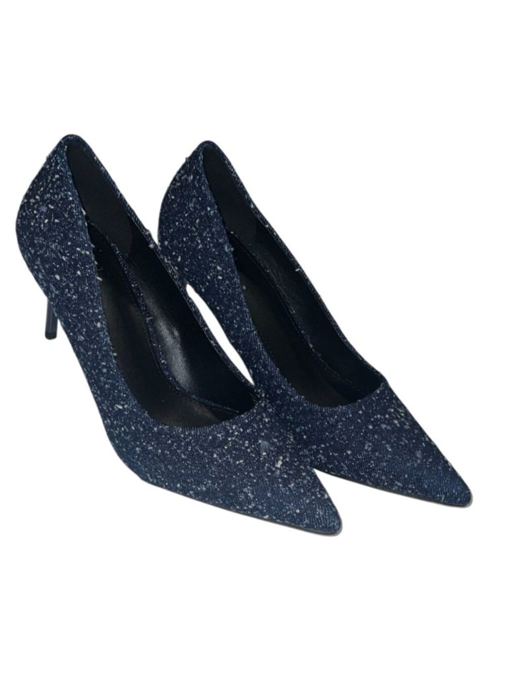 New York and Company Navy Boucle Textile Upper Pointed Toe Pumps Size 7.5 New